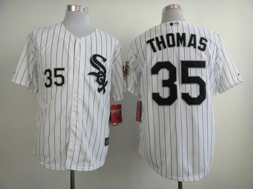 Chicago White Sox #35 Frank Thomas White w75th Anniversary Commemorative Patch Stitched MLB Jersey