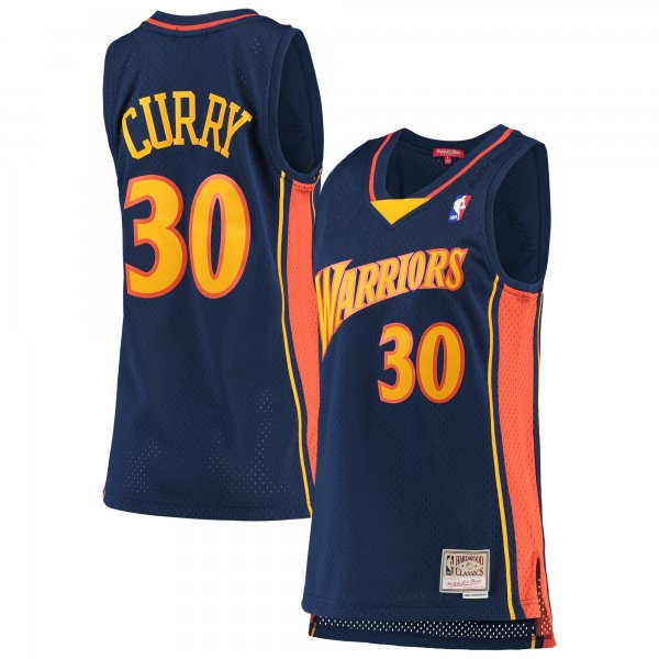 Women's Golden State Warriors Stephen Curry Mitchell & Ness Navy 2009-10 Hardwood Classics Swingman Jersey