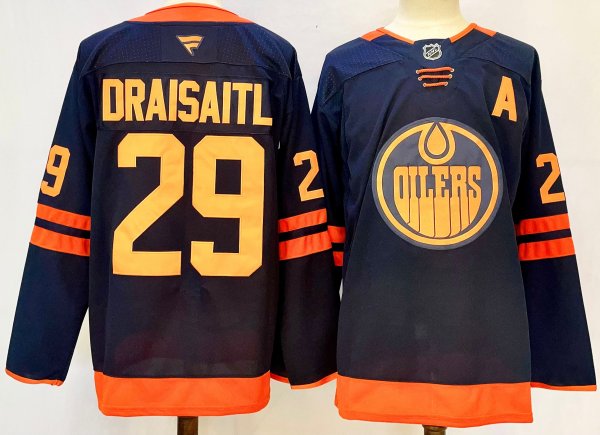 Men's #29 Leon Draisaitl Edmonton Oilers Black And Orange City Edition Jersey