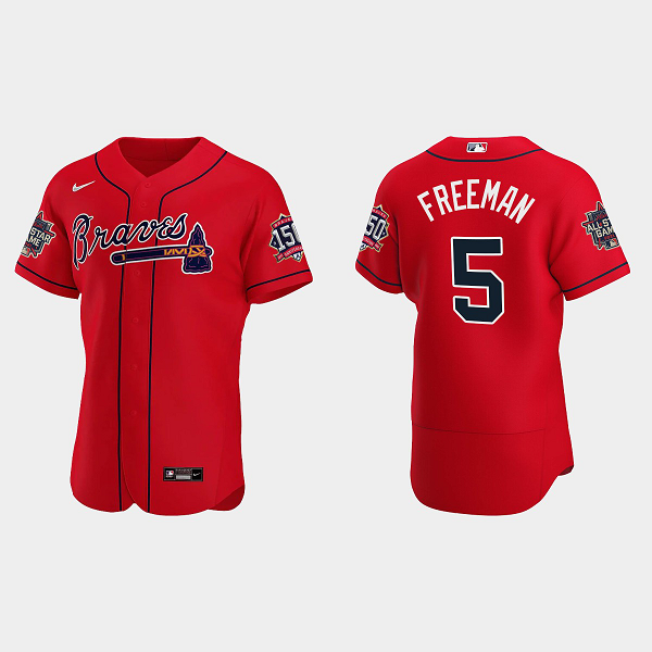 Men's Atlanta Braves #5 Freddie Freeman Red Alternate 2021 MLB All-Star Jersey