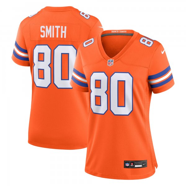 Women's Denver Broncos #80 Rod Smith Nike Orange Mile High Collection 1977 Throwback Retired Player Jersey