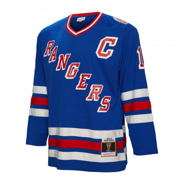 Men's New York Rangers Mark Messier Mitchell & Ness Blue Big & Tall 1993 Captain Patch Blue Line Player Jersey