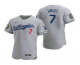 Men's Los Angeles Dodgers #7 Julio Urias Gray 2020 World Series Road Flex Base Nike Jersey