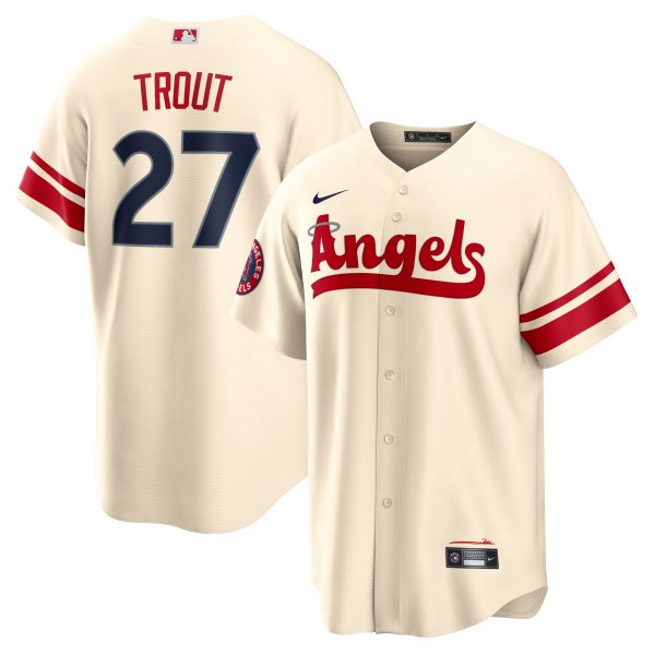 Men's Los Angeles Angels Mike Trout Nike Cream City Connect Replica Player Jersey