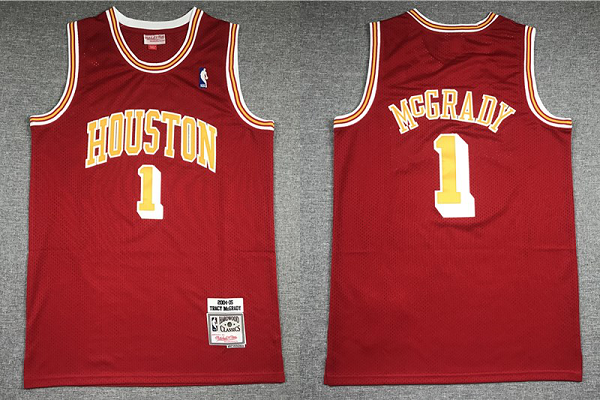 Men's Houston Rockets #1 Tracy McGrady Red 2004-05 Hardwood Classics Soul Swingman Throwback Jersey