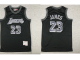 Men's Los Angeles Lakers #23 LeBron James Black With Silver Hardwood Classics Soul Swingman Throwback Jersey