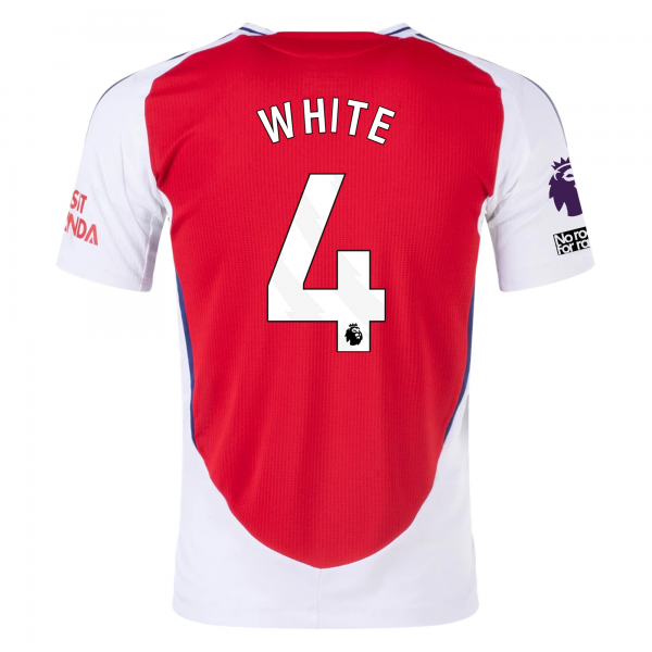 adidas Arsenal Ben White Home Jersey w/ EPL + No Room For Racism Patches 24/25 (Better Scarlet/White)