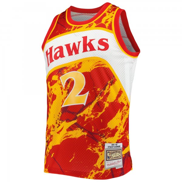 Men's Atlanta Hawks Stacey Augmon Mitchell & Ness Red 1991/92 Hardwood Classics Marble Swingman Jersey