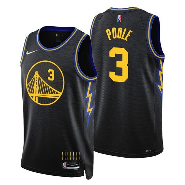 Golden State Warriors #3 Jordan Poole 2021-22 City Edition Black celebrateing NBA 75th Jersey