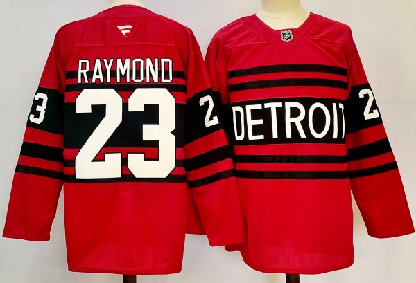 Men's #23 Lucas Raymond Detroit Red wings Red City Edition Jersey