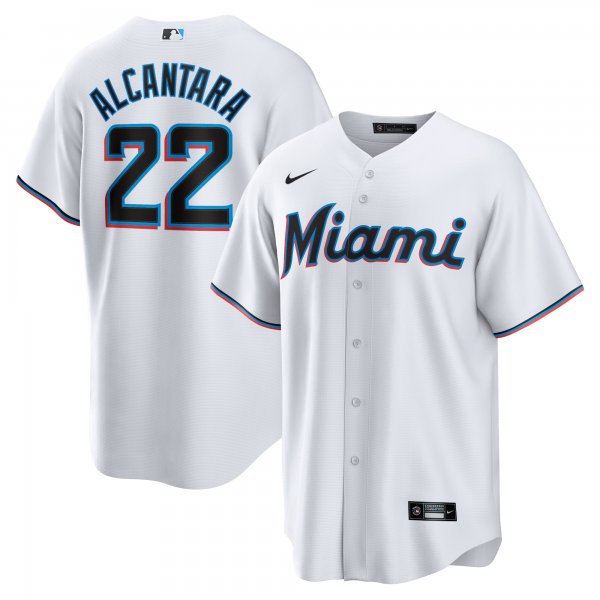 Men's Miami Marlins Sandy Alcantara Nike White Replica Player Jersey