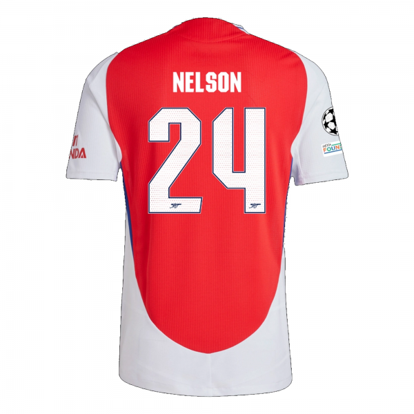 adidas Arsenal Reiss Nelson Home Jersey w/ Champions League Patches 24/25 (Better Scarlet/White)