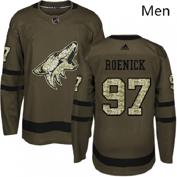 Mens Adidas Arizona Coyotes #97 Jeremy Roenick Green Salute to Service NHL Jersey