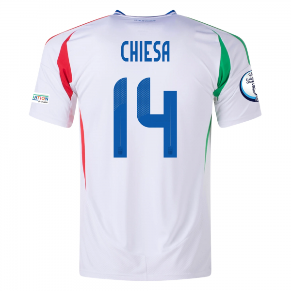 adidas Italy Federico Chiesa Away Jersey w/ Euro 2024 Patches 24/25 (Blue)