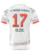 adidas Olise Away Jersey 25/26 w/ Sponsor + Meister Bundesliga Patch (White/Red)