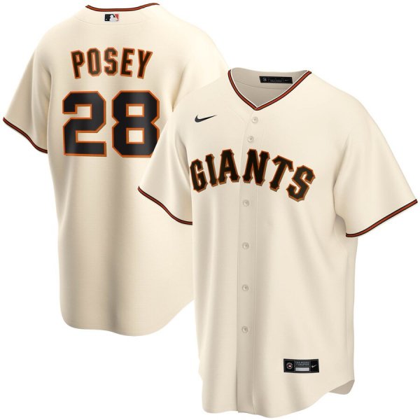 Men's Nike San Francisco Giants #28 Buster Posey Nike Cream Home 2020 MLB Jersey