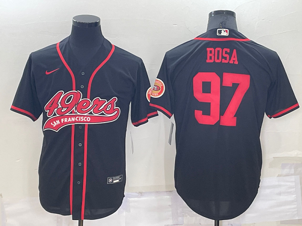 Men's San Francisco 49ers #97 Nick Bosa Black Stitched Baseball Cool Base Jersey