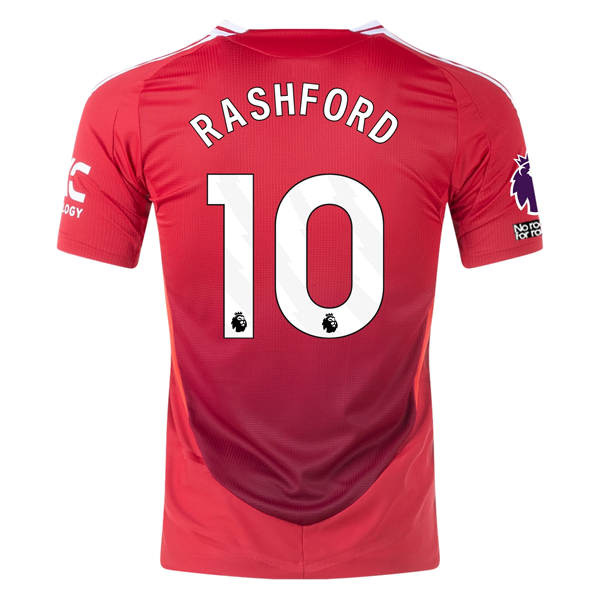 adidas Manchester United Marcus Rashford Home Jersey w/ EPL + No Room For Racism Patches 24/25 (MUFC Red/Bright Red)