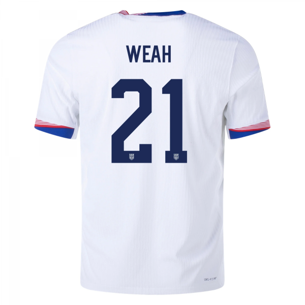 Nike Mens United States Timothy Weah Match Home Jersey 24/25 (White/Obsidian)