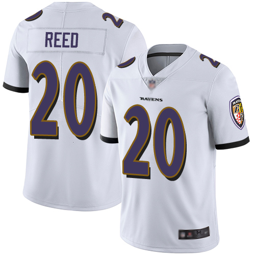 Men's Baltimore Ravens #20 Ed Reed White Stitched NFL Vapor Untouchable Limited Jersey