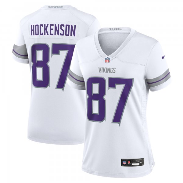 Women's Minnesota Vikings #87 T.J. Hockenson Nike White Alternate Game Jersey