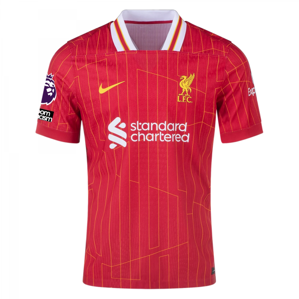 Nike Liverpool Match Mohamed Salah Home Jersey w/ EPL + No Room For Racism Patches 24/25 (Gym Red/Chrome Yellow)