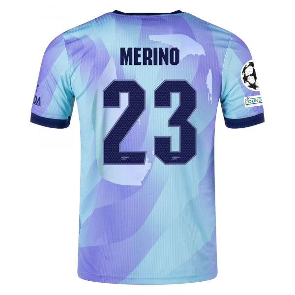 adidas Arsenal Mikel Merino Third Jersey w/ Champions League Patches 24/25 (Clear Aqua/Light Flash Purple)