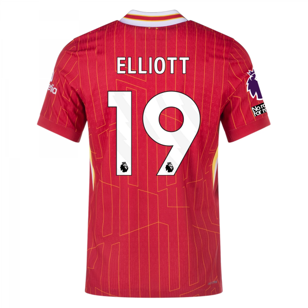 Nike Liverpool Match Harvey Elliott Home Jersey w/ EPL + No Room For Racism Patches 24/25 (Gym Red/Chrome Yellow)