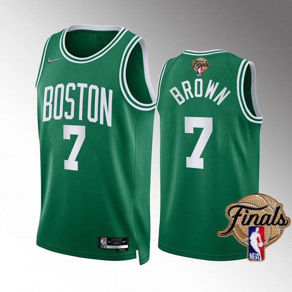 Men's Boston Celtics #7 Jaylen Brown Green 2022 Finals Stitched NBA Jersey