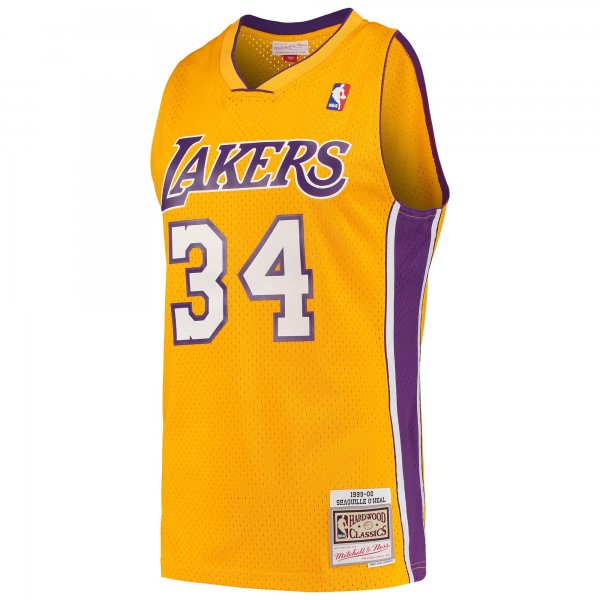 Men's Los Angeles Lakers Shaquille O'Neal Mitchell & Ness Gold Hardwood Classics Swingman Jersey