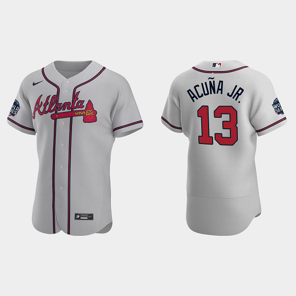 Ronald Acuna Jr. Atlanta Braves 2021 World Series MLB Flexbase Jersey - Gray