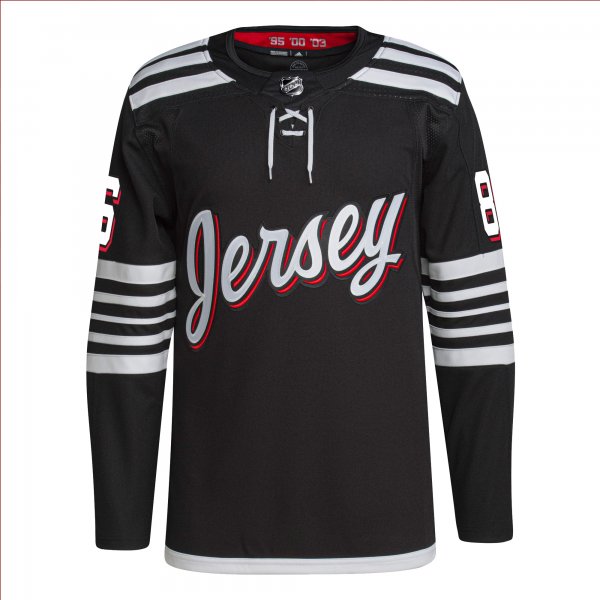 Men's New Jersey Devils Jack Hughes adidas Black Alternate Primegreen Player Jersey