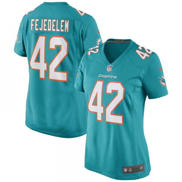 Women's Miami Dolphins Clayton Fejedelem Nike Aqua Game Jersey