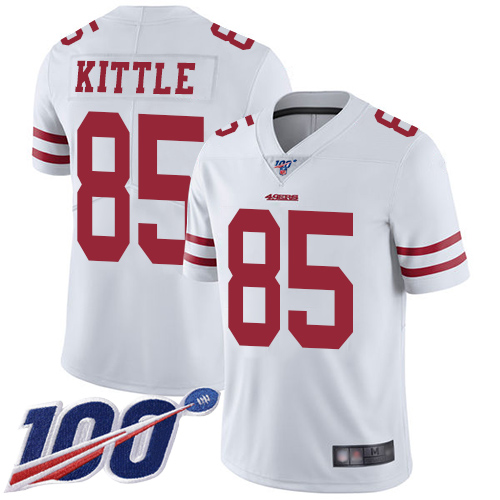 San Francisco 49ers #85 George Kittle White Men's Stitched NFL 100th Season Vapor Limited Jersey