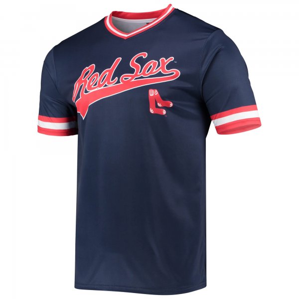 Men's Boston Red Sox Stitches Navy/Red Cooperstown Collection V-Neck Team Color Jersey