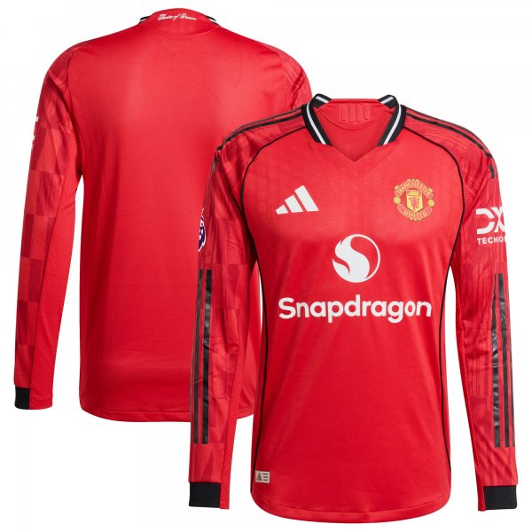 Manchester United adidas Home 2025/26 Player Long Sleeve Jersey - Red