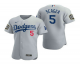 Men's Los Angeles Dodgers #5 Corey Seager Gray 2020 World Series Flex Base Nike Jersey