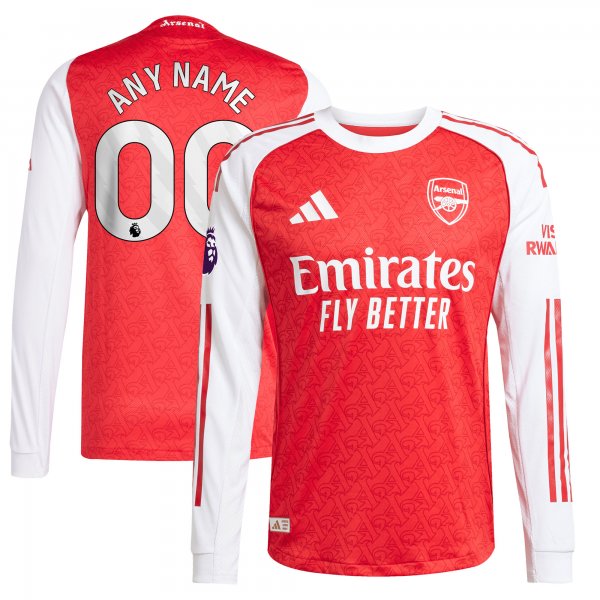 Arsenal adidas 2025/26 Home Long Sleeve Custom Jersey - Red
