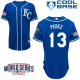 Kansas City Royals #13 Salvador Perez Blue Alternate 2 Cool Base W/2014 World Series Patch Stitched MLB Jersey