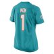 Women's Miami Dolphins Number 1 Mom Nike Aqua Game Jersey