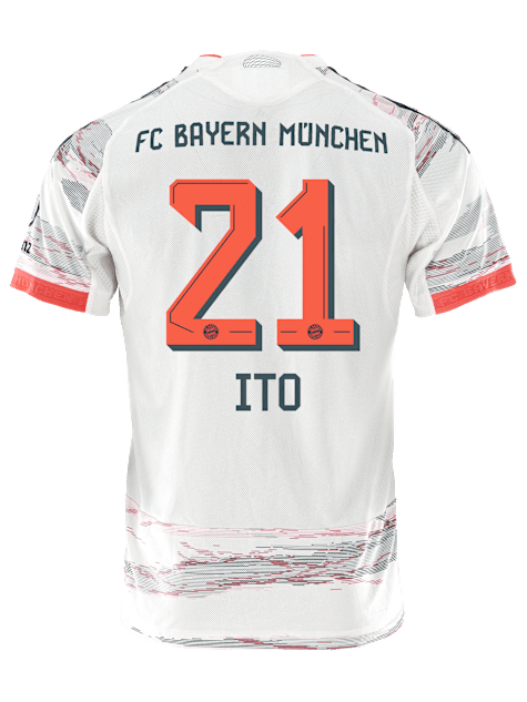adidas Ito Away Jersey 25/26 w/ Sponsor + Meister Bundesliga Patch (White/Red)