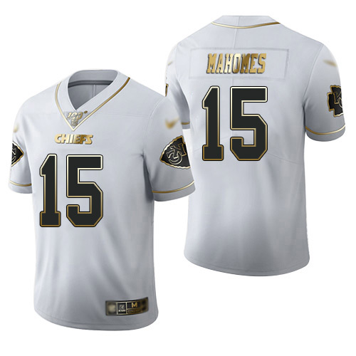 Kansas City Chiefs #15 Patrick Mahomes White Men's Stitched NFL Limited Golden Edition Jersey