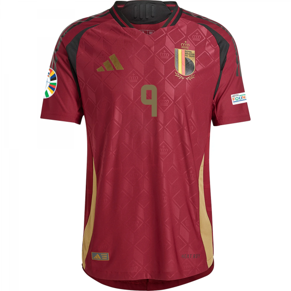 adidas Belgium Leandro Trossard Home Jersey w/ Euro 2024 Patches 24/25 (Burgundy)