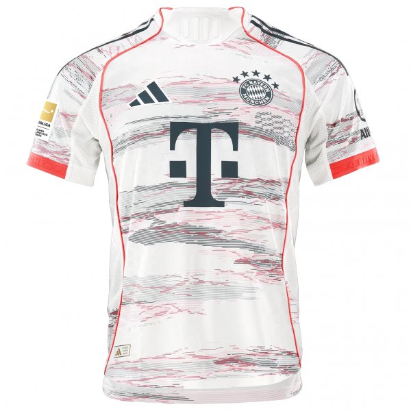 adidas Bayern Munich Away Jersey 25/26 w/ Sponsor + Meister Bundesliga Patch (White/Red)